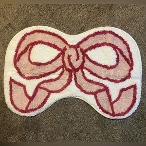 Pink and White Bow Bath Rug